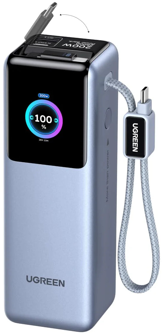 Ugreen Powerbank 25'000 mAh – 100 W PD, mit einziehbarem Kabel