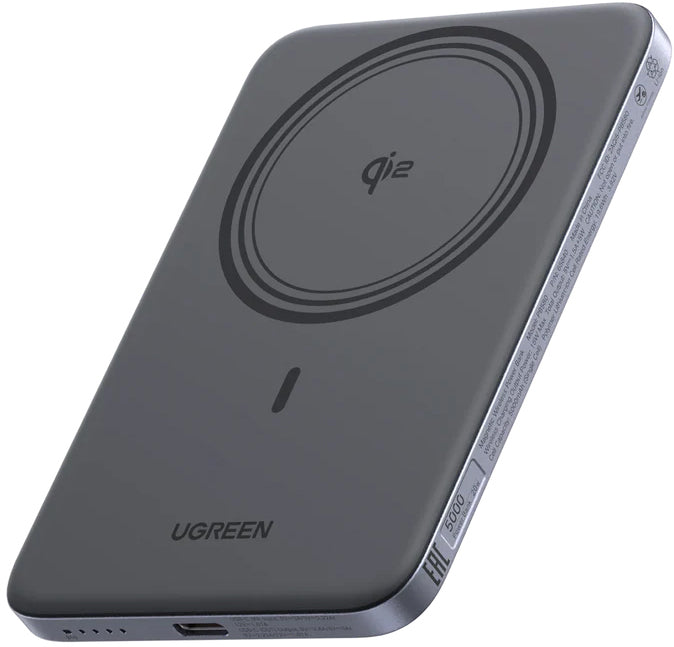 Ugreen MagFlow Air MagSafe Powerbank 5'000 mAh – 20 W PD, Qi2 Kabelloses Laden 15 W, 1× USB-C