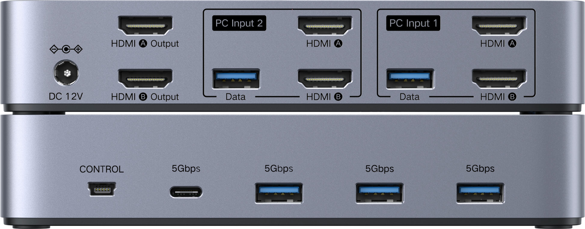 Ugreen 85100 – 2-Port HDMI Dual-View KVM-Switch – 8K/60 Hz, USB 3.0 Hub, USB-C