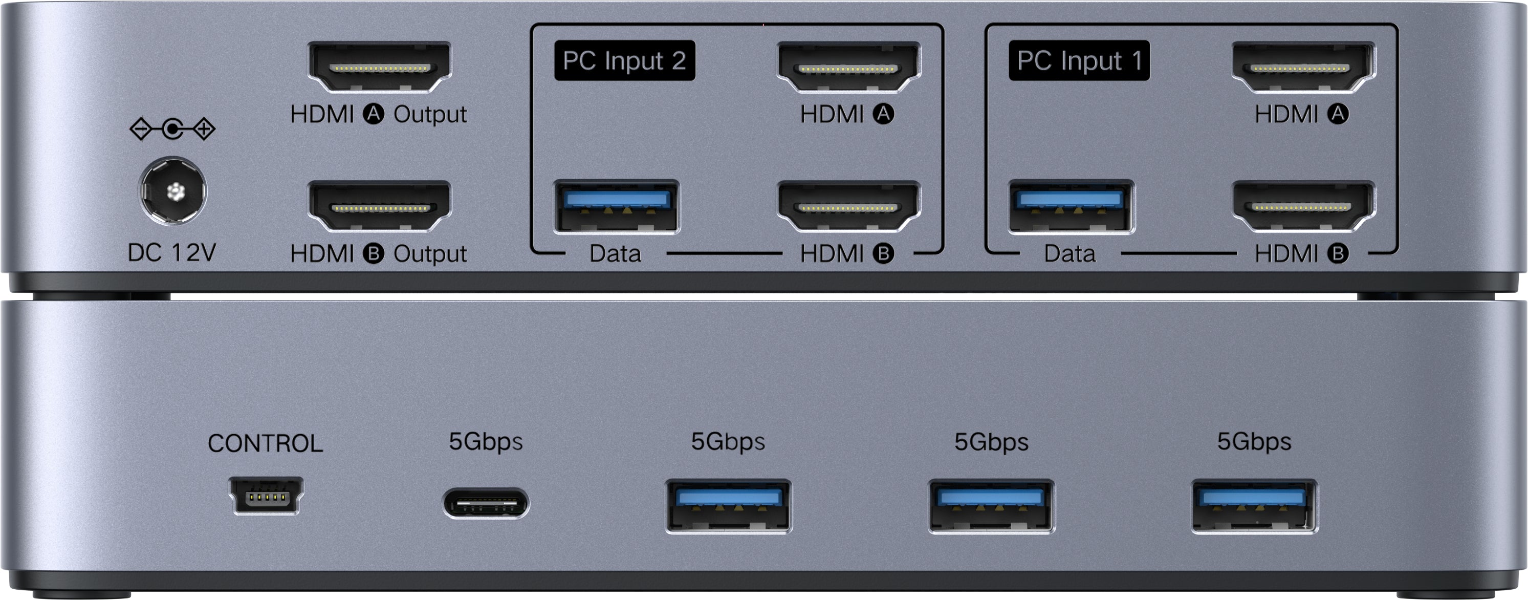 Ugreen 85100 – 2-Port HDMI Dual-View KVM-Switch – 8K/60 Hz, USB 3.0 Hub, USB-C