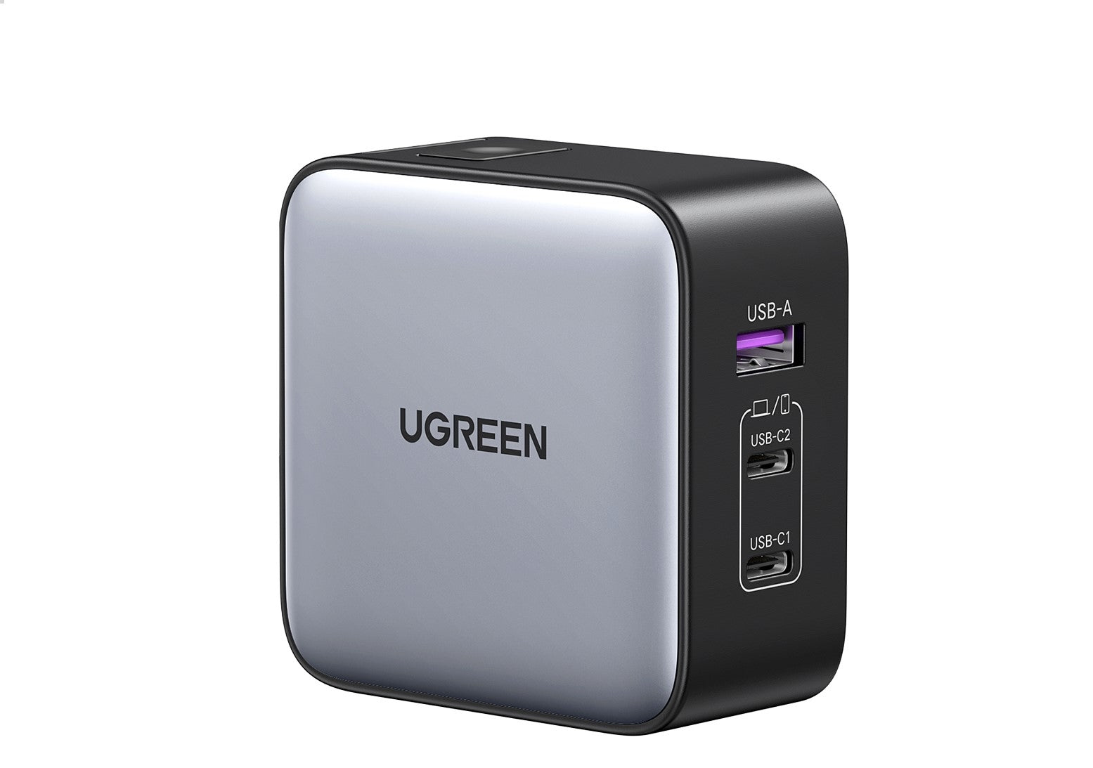 Ugreen 90409 USB-Wandladegerät 65 W – USB-C×2, USB-A×1 – GaN, EU/UK/US-Stecker – Grau