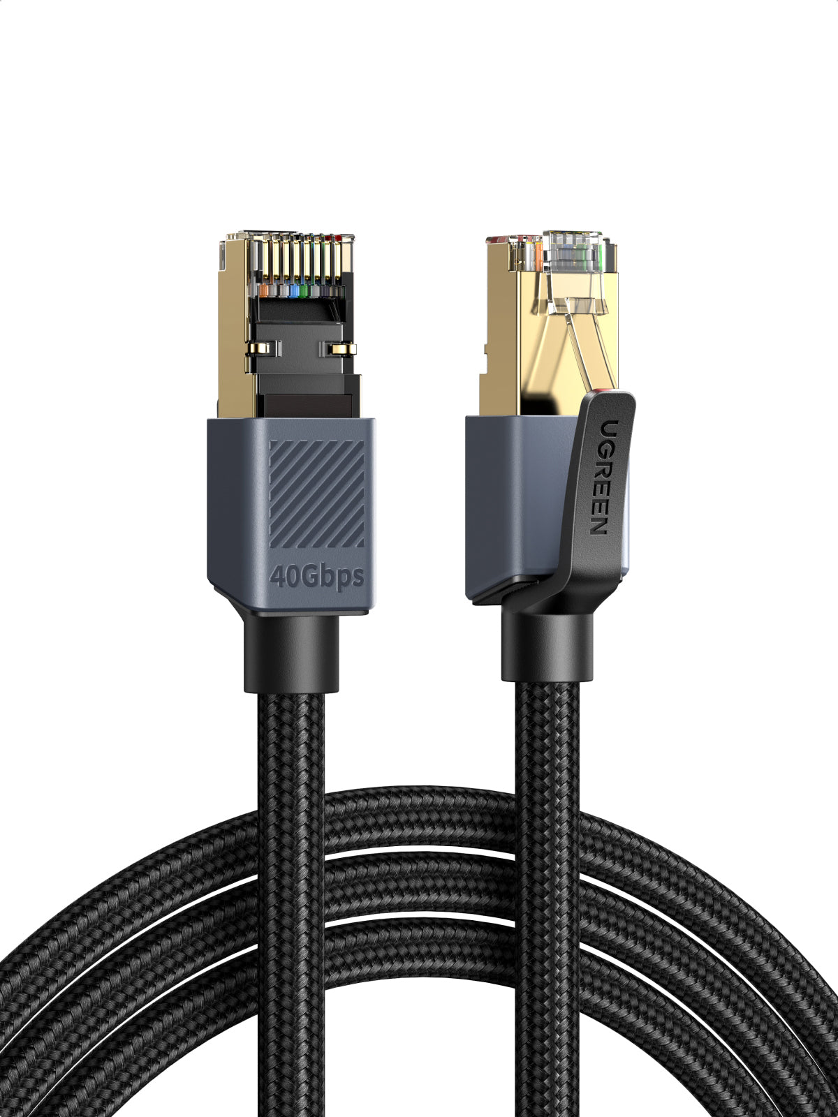 UGREEN 95932 Patchkabel – Cat8.1 F/FTP, 1 m, Grau-Schwarz