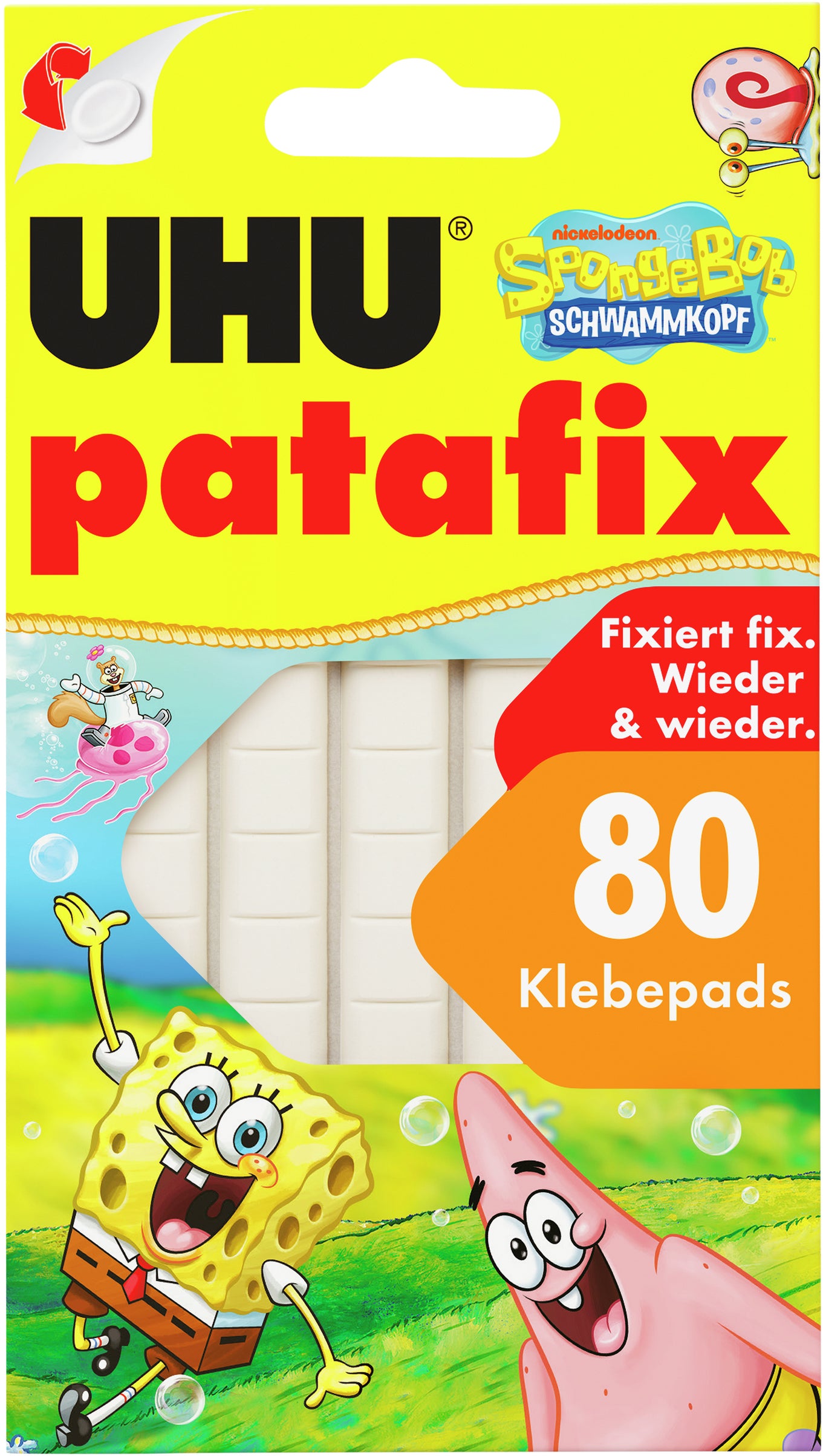 UHU Patafix Haftpunkte wiederablösbar – 80 Stk., weiss, für Poster, Fotos, Wände