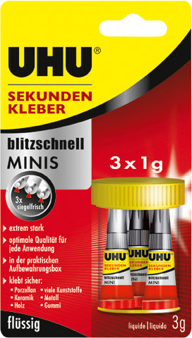 UHU Sekundenkleber extra stark – 3 × 1 g