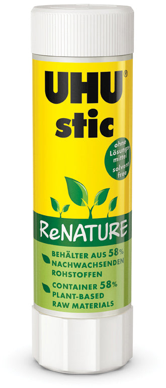 UHU stic ReNature Klebestift – 40 g, für Papier, Pappe, Styropor