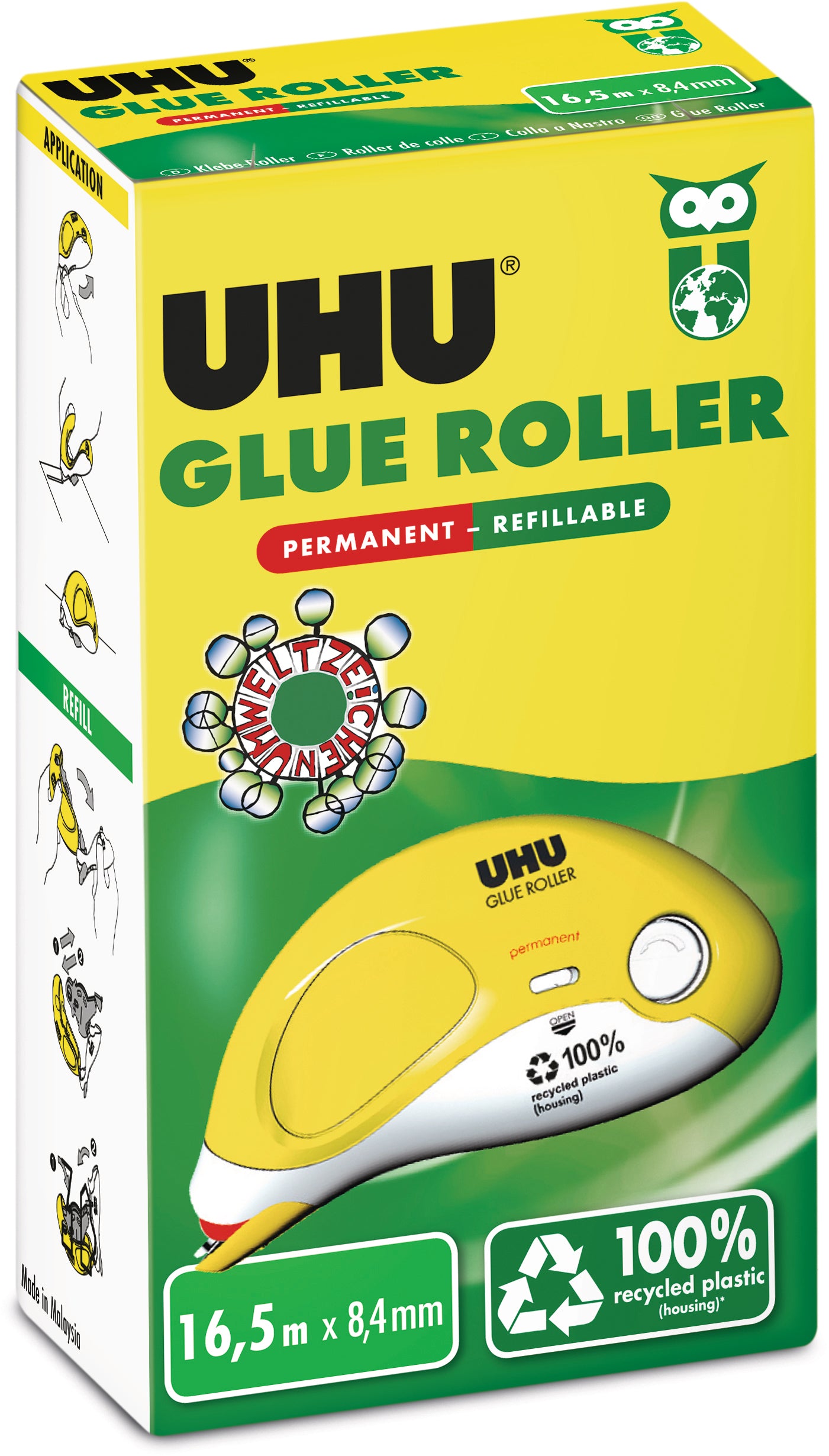 UHU 35415 Permanenter Kleberoller – 8,4 mm × 16,5 m, für Papier, Karton, Fotos …