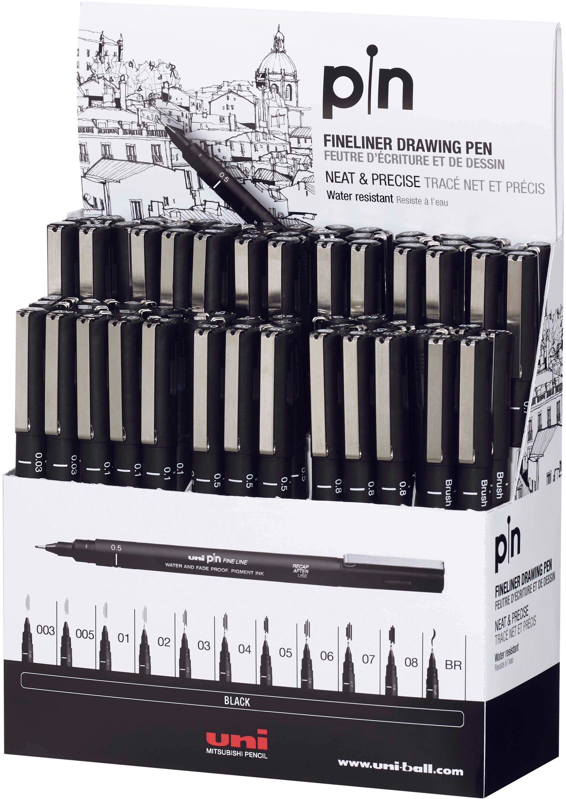 Uni-Ball PIN-200/S Fineliner – schwarz, wasserfest