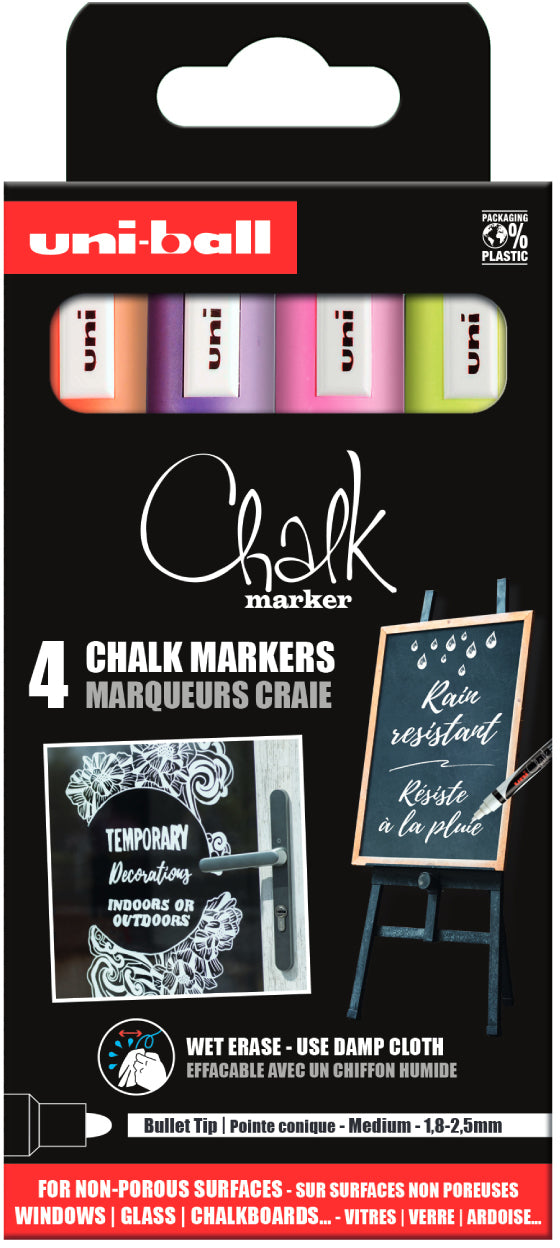 Uni-Ball PWE-5M4PA Kreidemarker – Rund 1,8–2,5 mm – für Glas/Tafel/Spiegel