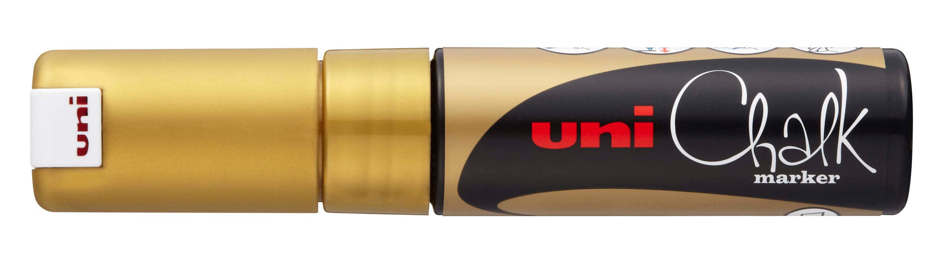Uni-Ball PWE-8K Kreidemarker – Pinsel 8 mm – Gold, für Glas/Tafel/Spiegel
