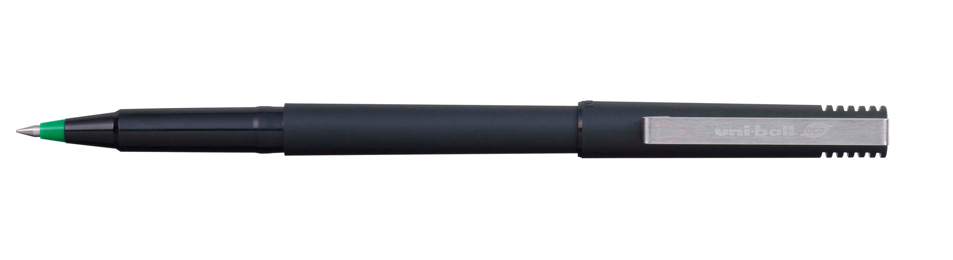 Uni-Ball Micro UB-120 – Tintenroller, 0,5 mm, grün, dokumentenecht, wasserfest, mit Kappe, mattschwarz