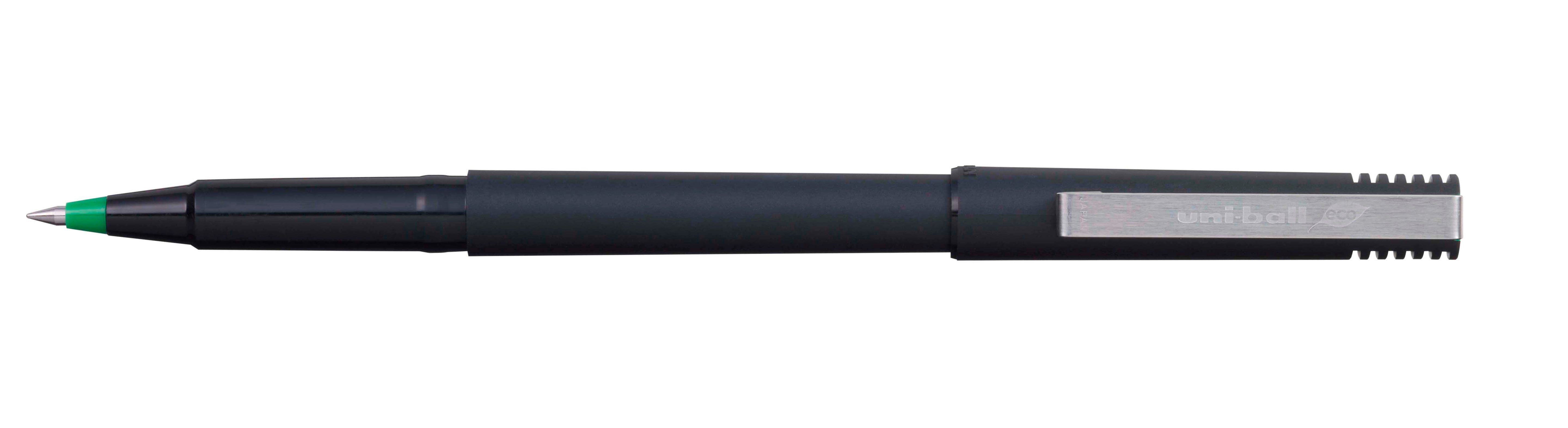 Uni-Ball Micro UB-120 – Tintenroller, 0,5 mm, grün, dokumentenecht, wasserfest, mit Kappe, mattschwarz