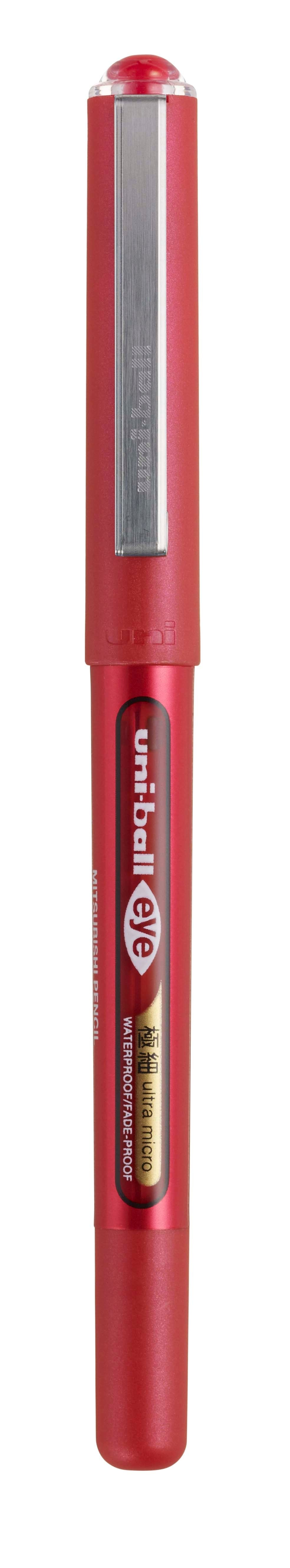 Uni-Ball Eye – Tintenroller, 0,25 mm, rot, dokumentenecht, wasserfest, mit Kappe