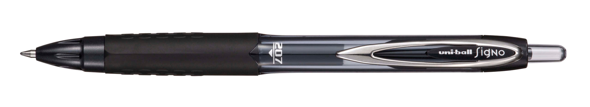 Uni-Ball Signo 207 Gelschreiber, Druckmechanik – Schwarz, Spitze 0,7 mm, dokumentenecht, wasserfest