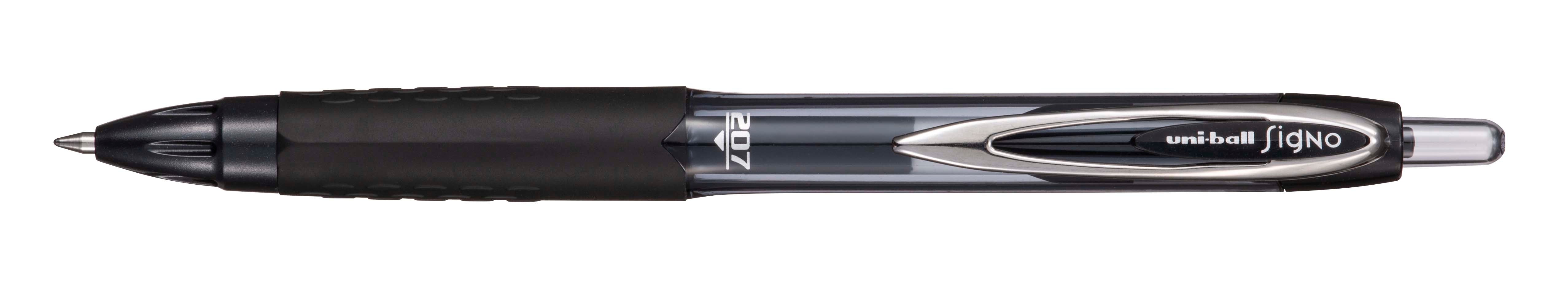 Uni-Ball Signo 207 Gelschreiber, Druckmechanik – Schwarz, Spitze 0,7 mm, dokumentenecht, wasserfest