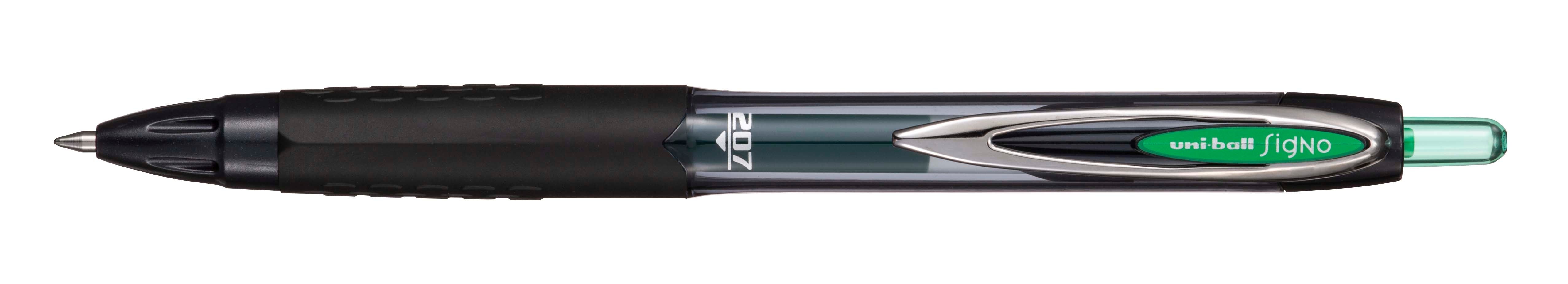 Uni-Ball Signo 207 Eco Gelschreiber, Druckmechanik – Grün, Spitze 0,7 mm, dokumentenecht, wasserfest