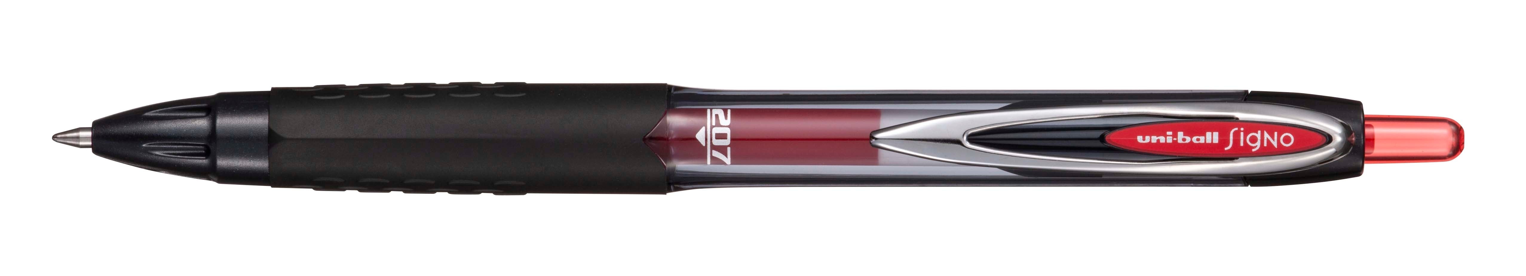 Uni-Ball Signo 207 Eco – Gel-Tintenroller, 0,7 mm, rot, dokumentenecht, wasserfest, Druckmechanik