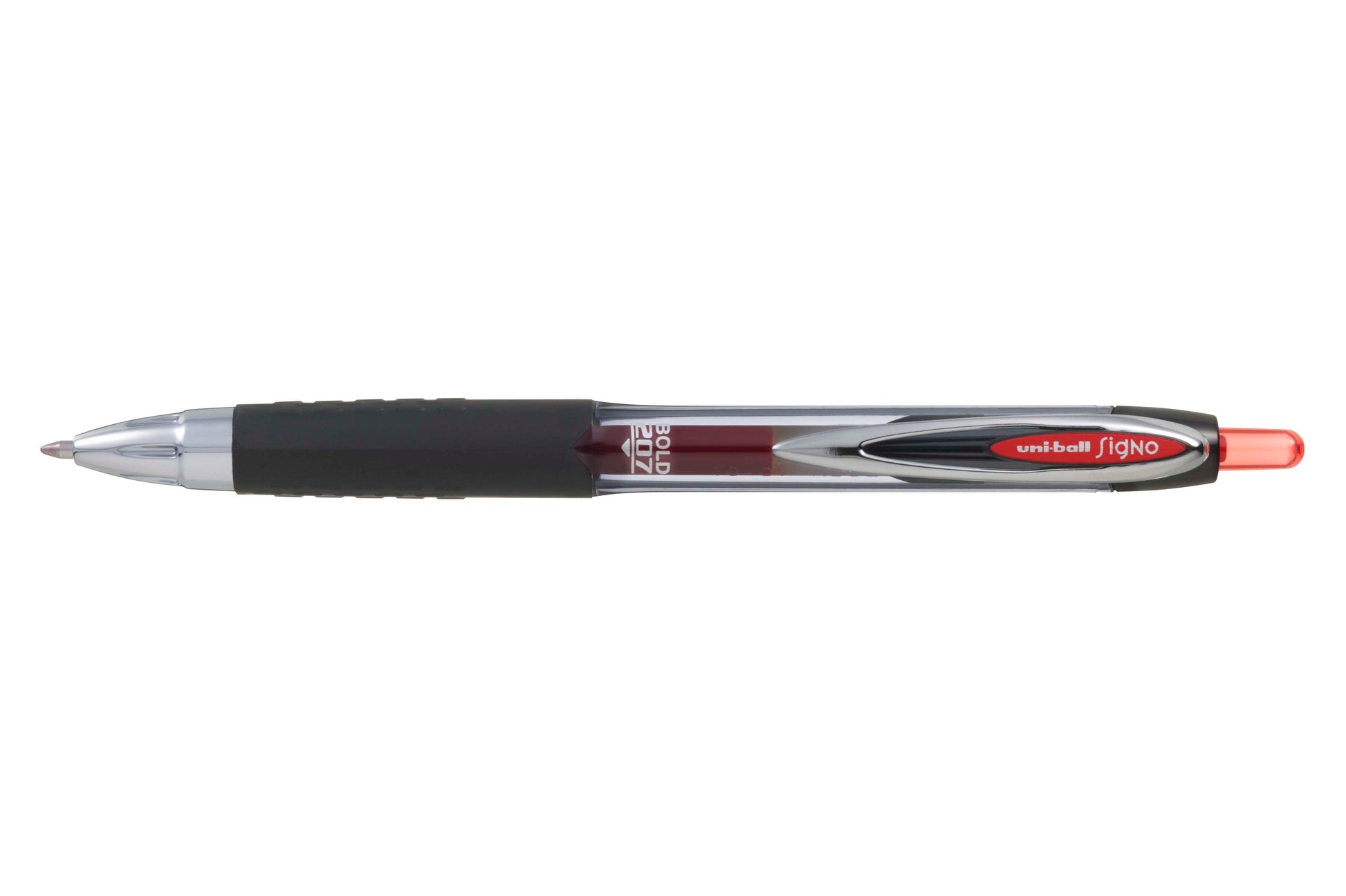 Uni-Ball Signo 207 Gelschreiber, Druckmechanik – Rot, Spitze 1 mm, dokumentenecht, wasserfest, nachfüllbar