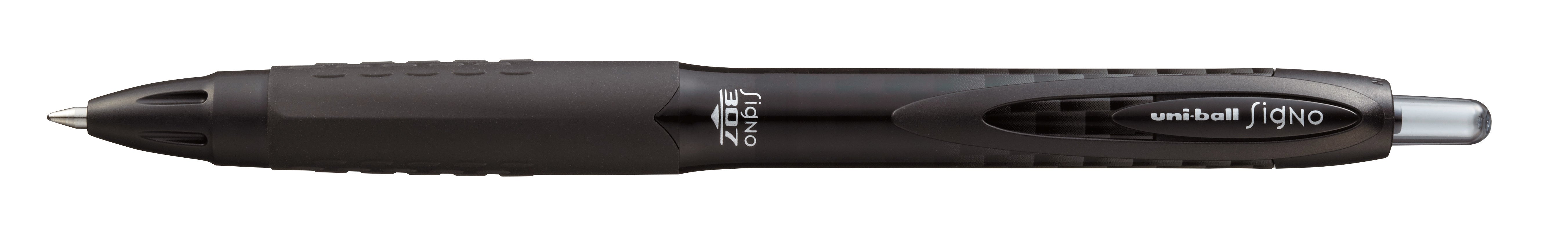 Uni-Ball Signo 307 Gelschreiber, Druckmechanik – Schwarz, Spitze 0,7 mm, dokumentenecht, wasserfest, nachfüllbar