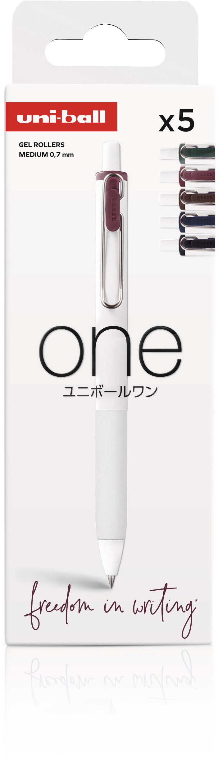 Uni-Ball ONE – Tintenroller, 0,7 mm, sortiert, wasserfest – 5 Stk.