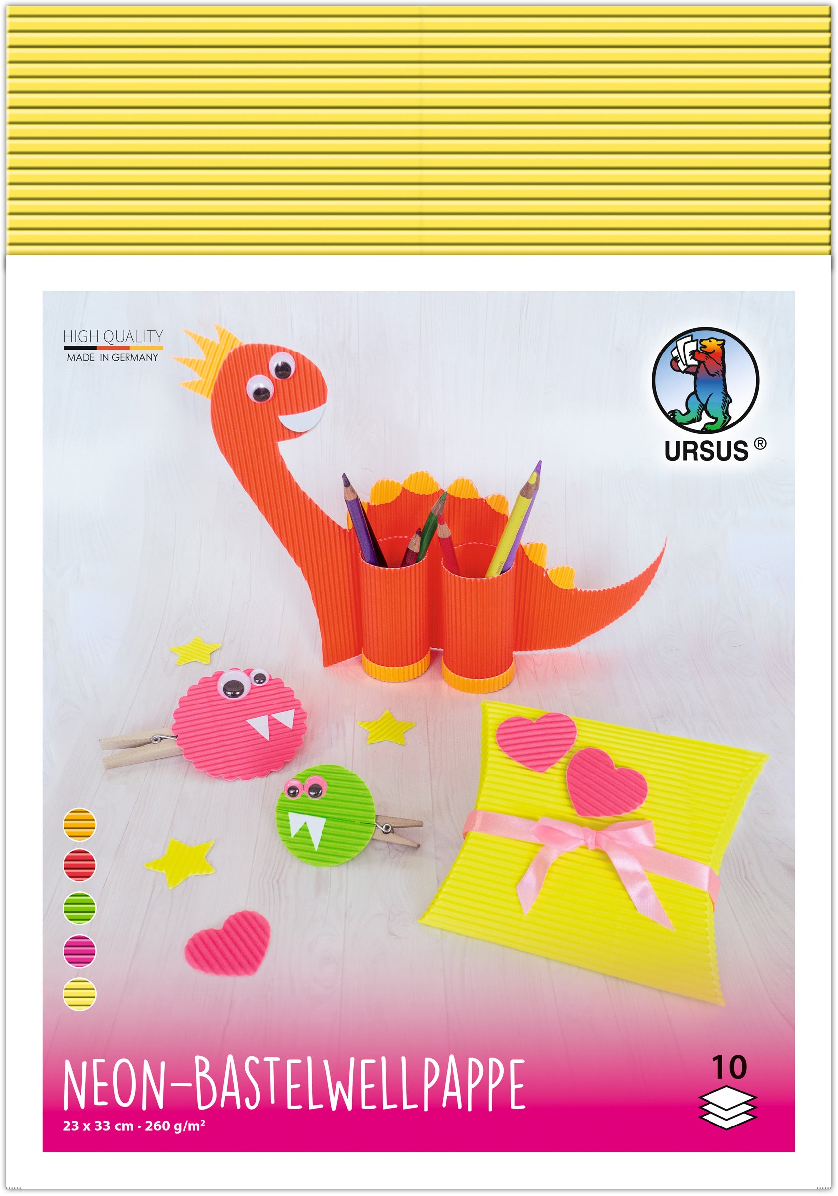 Ursus Wellkarton, Neon, Mehrfarbig, 23 × 33 cm, 10 Bogen