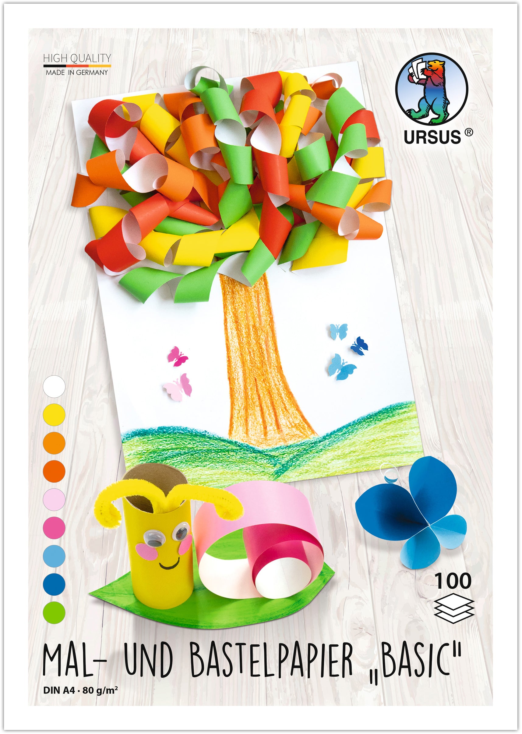 Ursus Mal- und Bastelpapier – A4, sortiert, 80 g/m² – Plakatpapier