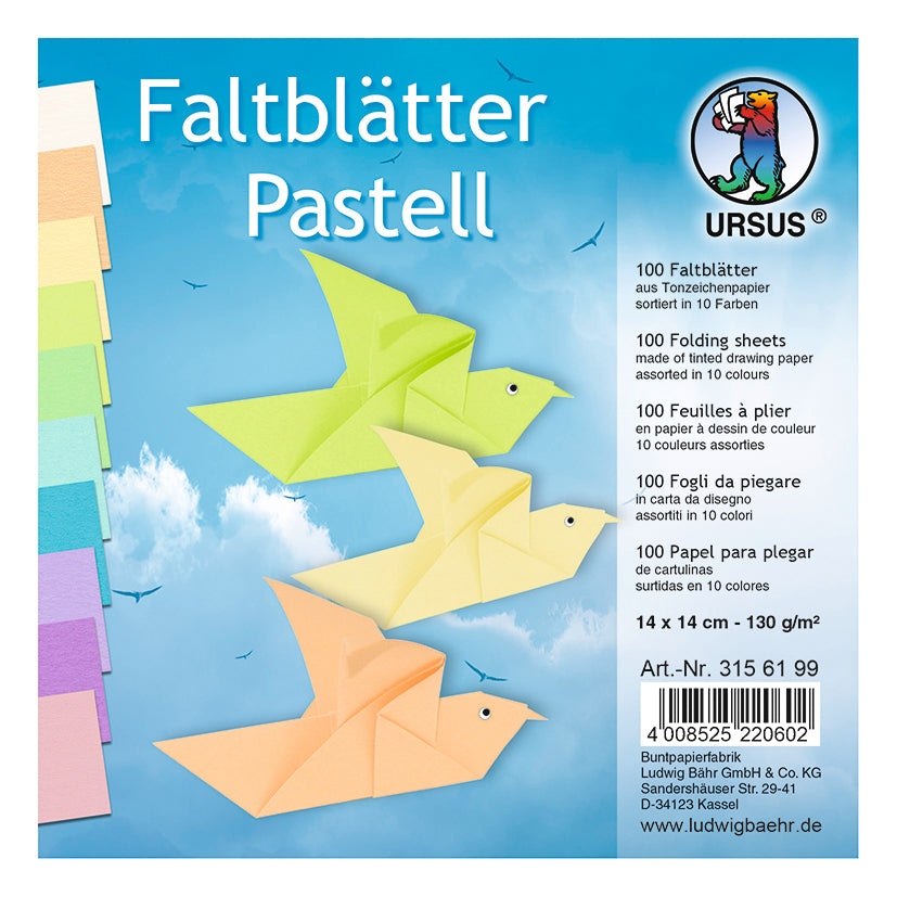 Ursus Origamipapier – 13,7 × 14,2 cm, Pastellfarben