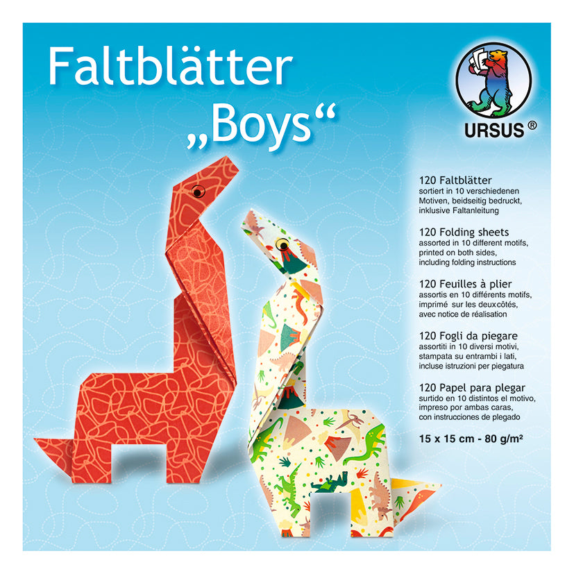 Ursus Origamipapier – 15,3 × 15,3 cm, Jungen-Designs, sortiert