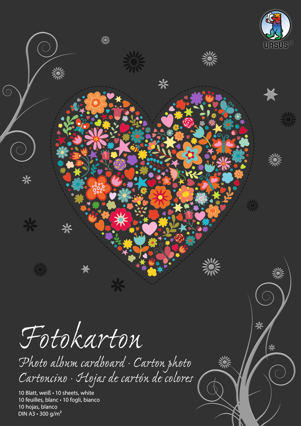 URSUS Fotokarton-Block – A3, weiss, 300 g/m² – recyceltes Papier