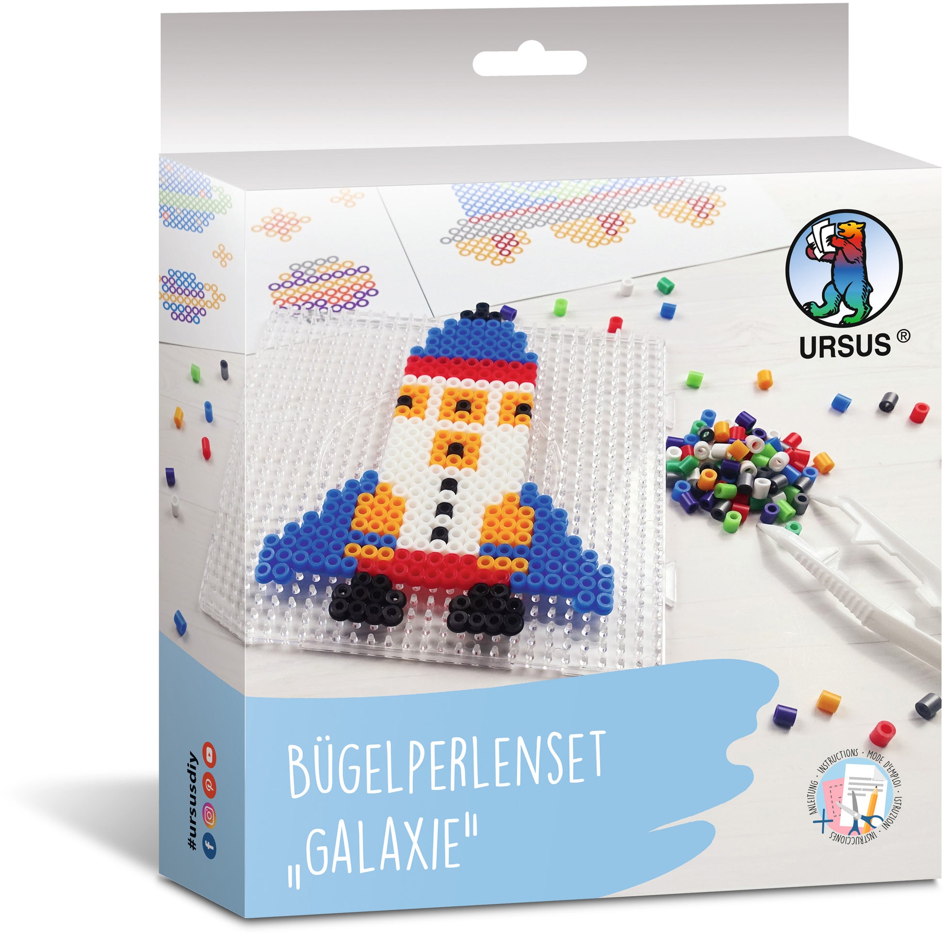 URSUS Galaxie – Bügelperlen-Set – 2000 Perlen – Motive 1,5 × 1,5 cm bis 8 × 14,5 cm
