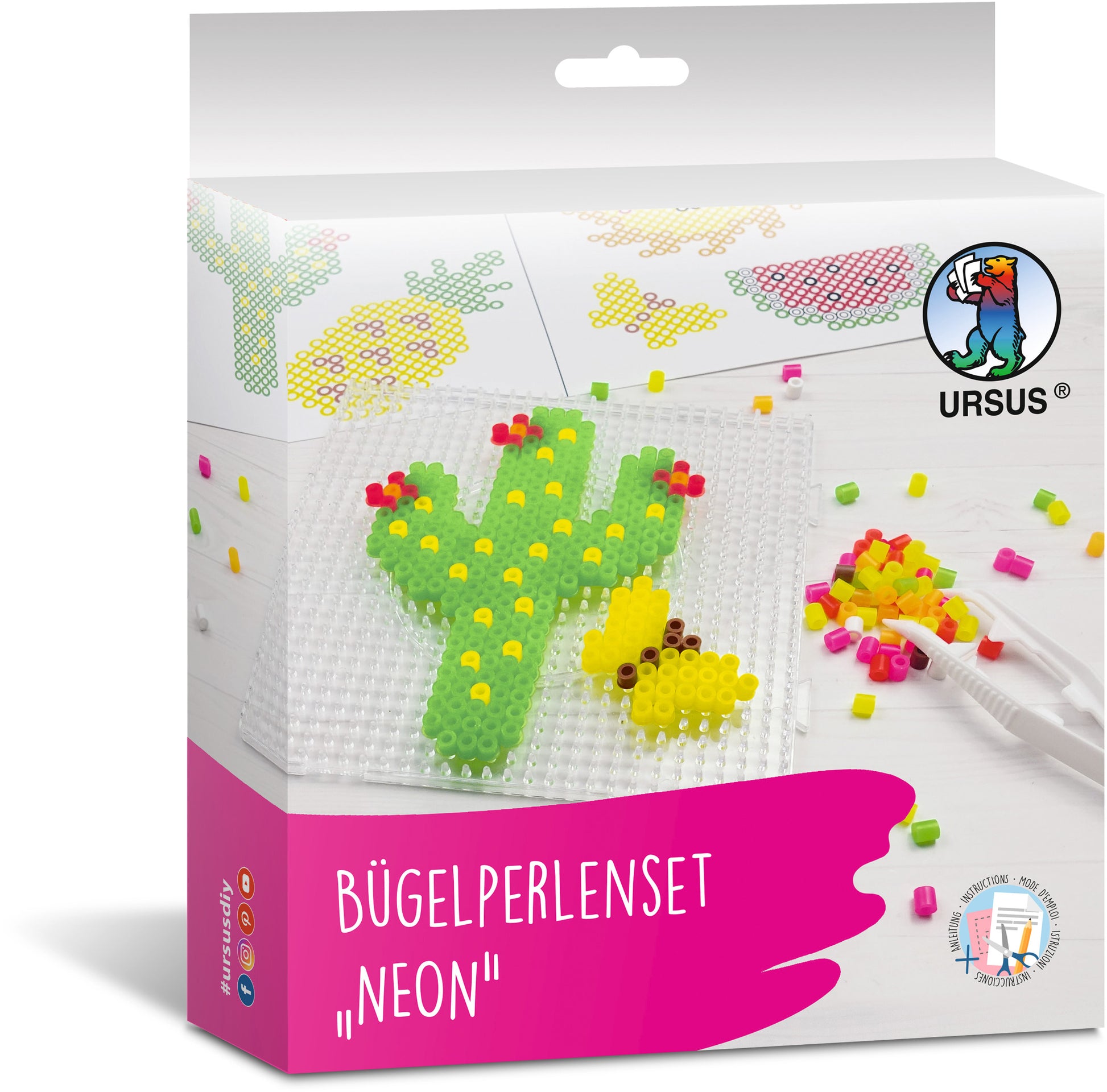 Ursus Bügelperlen-Set – Neon – 13 Motive – 3,5 × 3 cm bis 9,5 × 13 cm