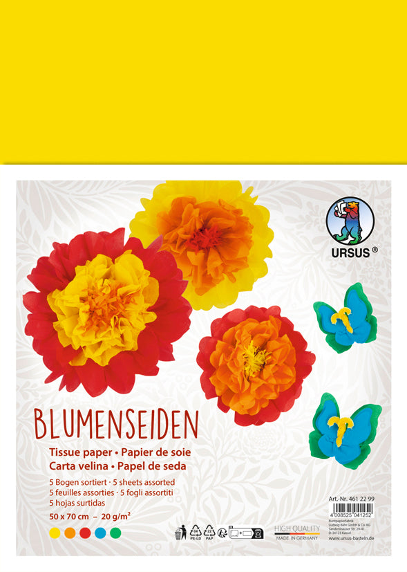 Ursus Seidenpapier, 50 × 70 cm, Mehrfarbig, 5 Bogen