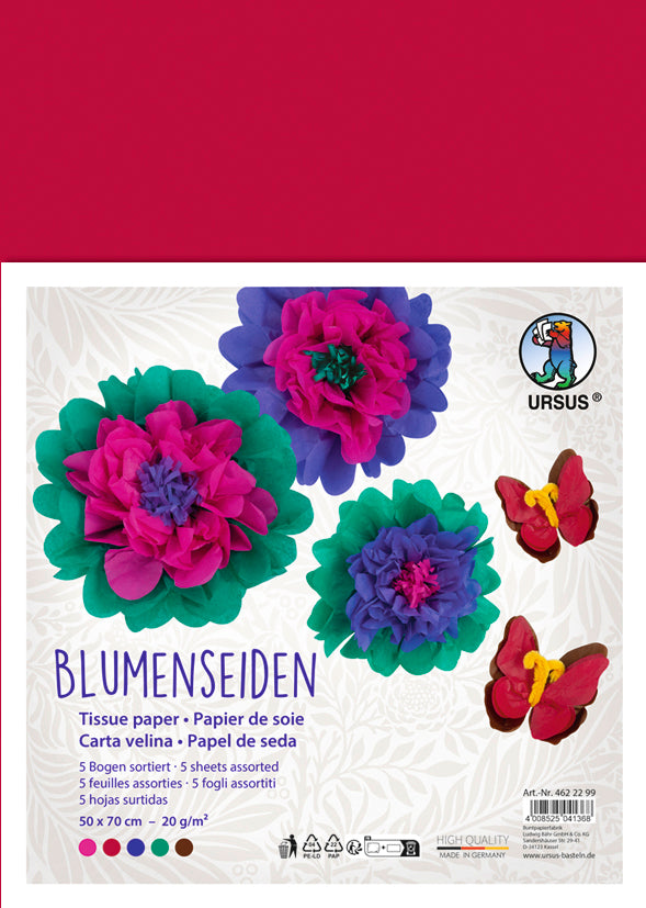 URSUS Seidenpapier – 50 × 70 cm, sortiert – 5 Blatt