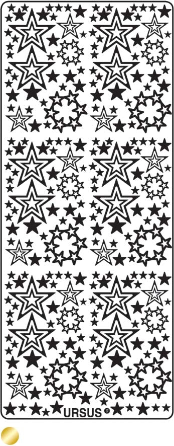Ursus Sticker, Sterne, Gold, 10,3 × 27,3 cm