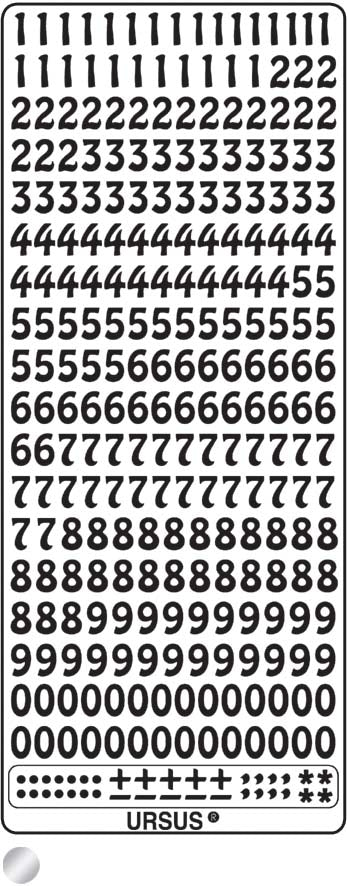 Ursus Sticker, Zahlen, Silber, 10,3 × 27,7 cm