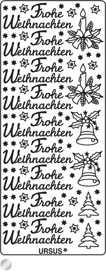 Ursus Sticker, Frohe Weihnachten, silber, 10,3 × 27,4 cm