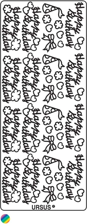 Ursus Sticker, Happy Birthday, mehrfarbig, 104 × 277 mm