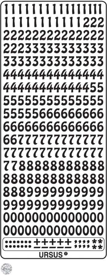 Ursus Sticker, Zahlen, Hologramm Silber, 105 × 275 mm