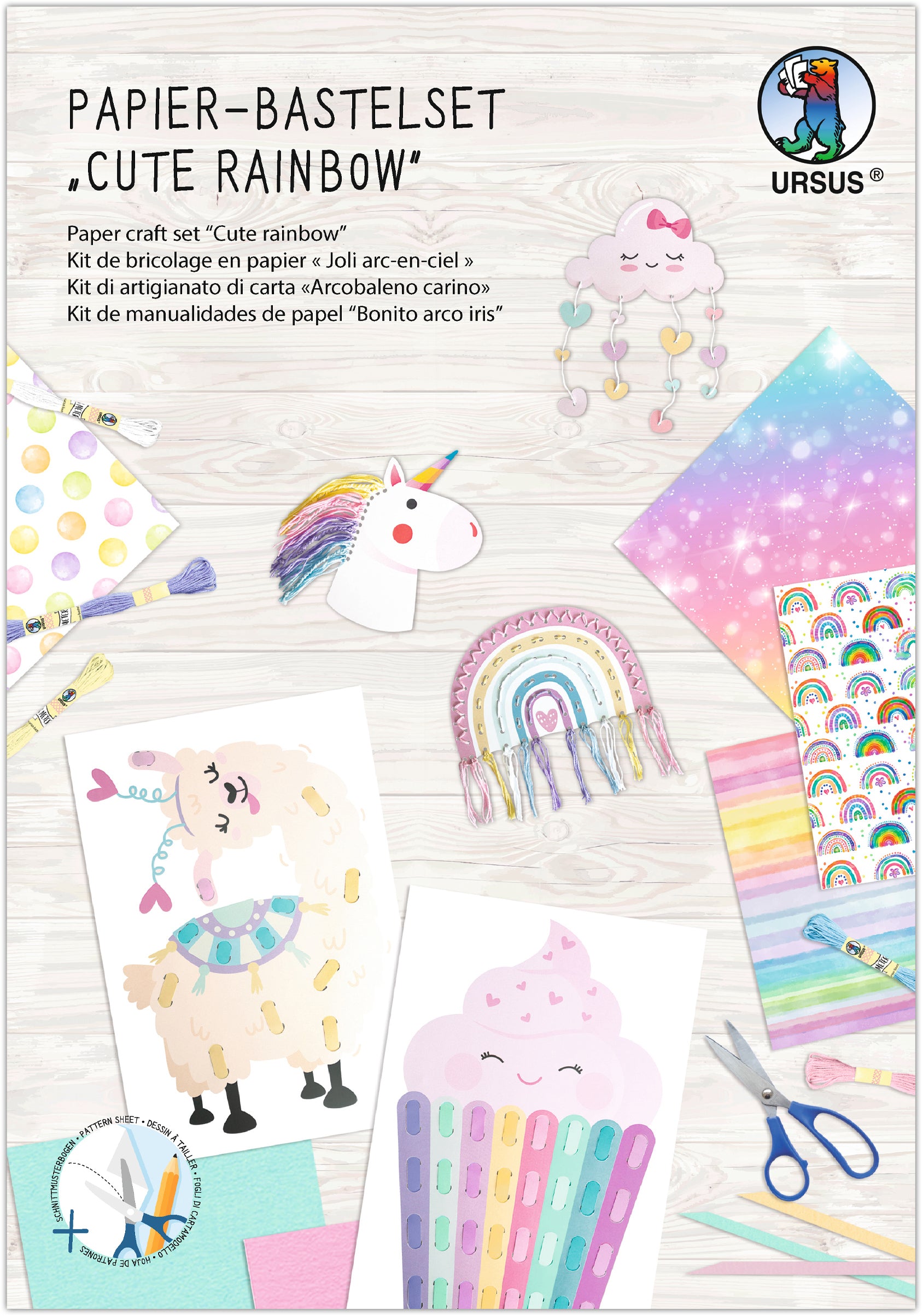 Ursus Cute Rainbow – Papier-Bastelset