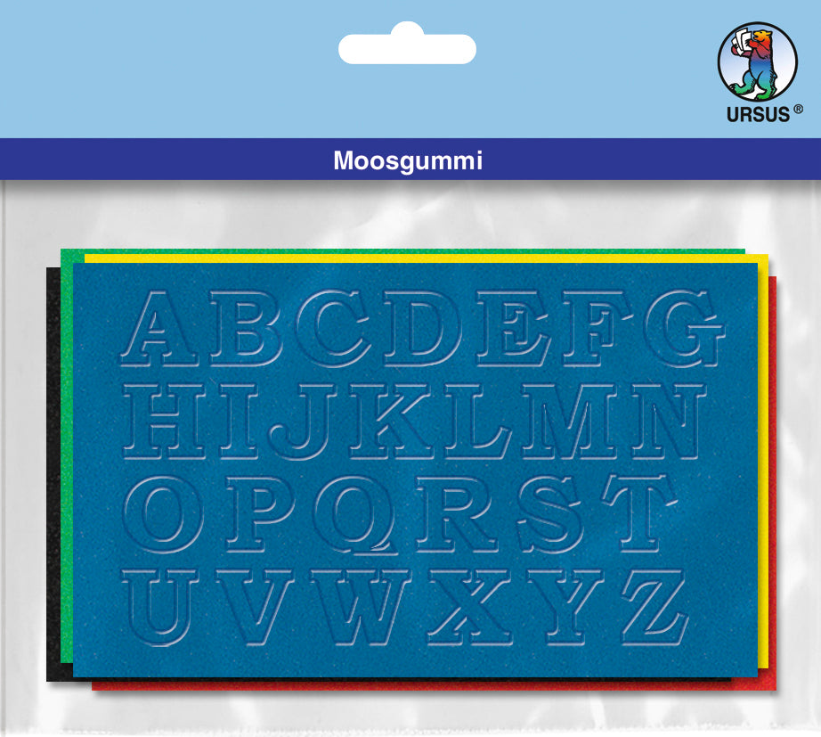 Ursus Schaumstoffplatte, Moosgummi, Buchstaben A–Z, Mehrfarbig, 18,4 × 16,5 cm, 2 mm, 130 Stk.