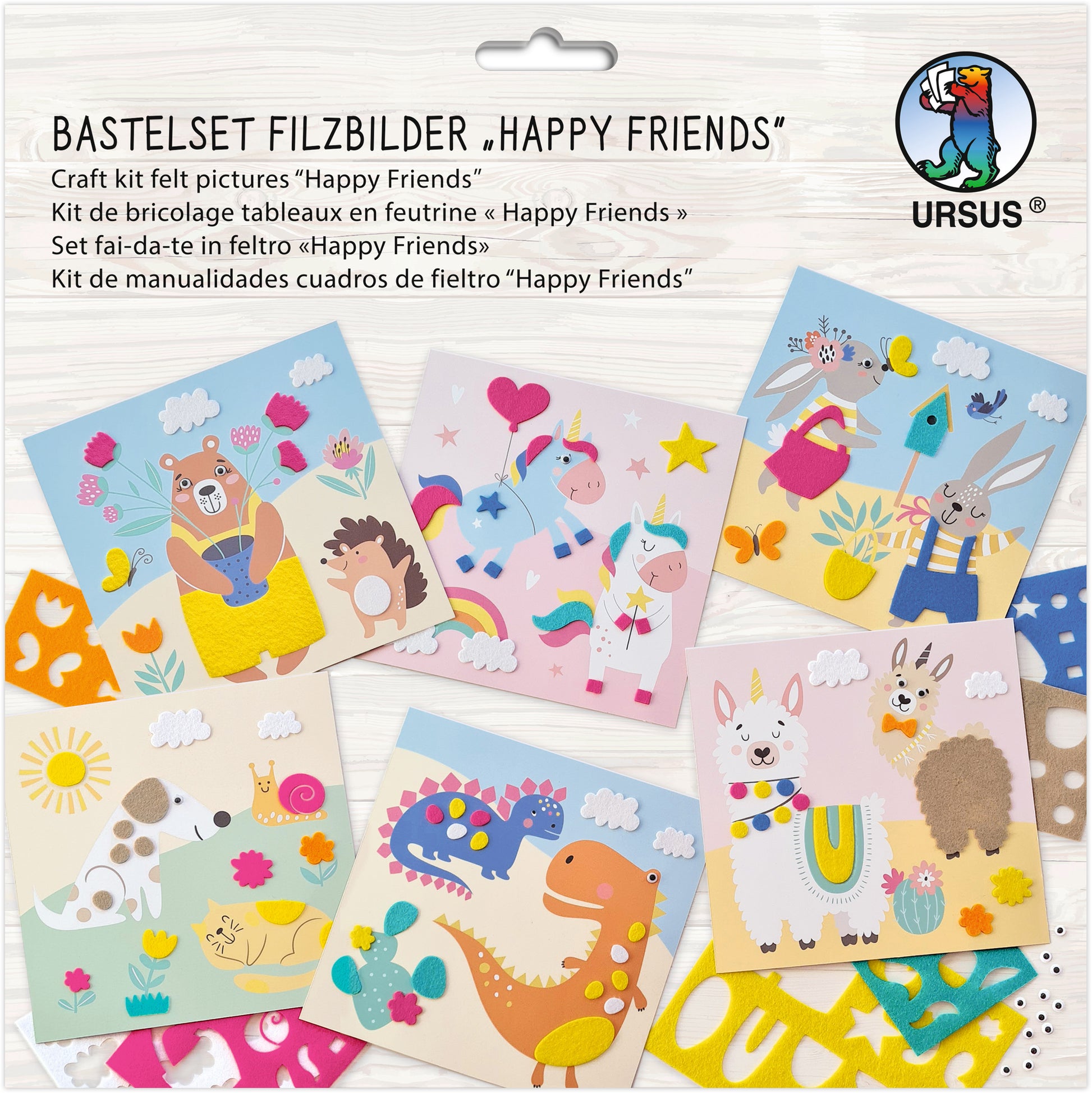 Ursus Happy Friends – Bastelfilz-Set – 23 × 23 cm – 6-teilig – Filz
