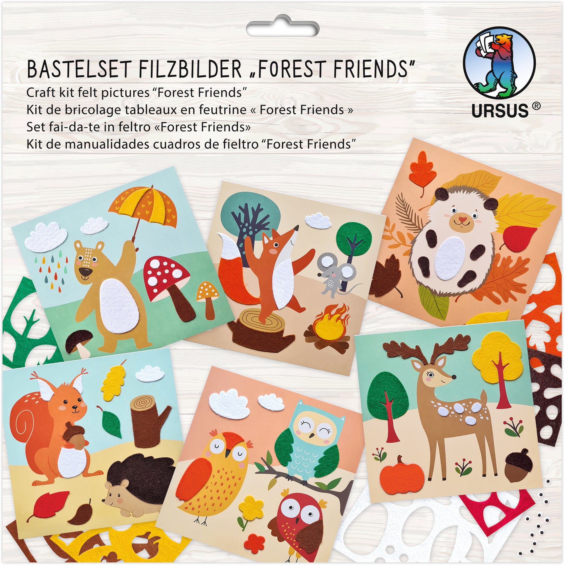 Ursus Bastelfilz-Set Forest Friends – 23 × 23 cm – 6 Filzbilder