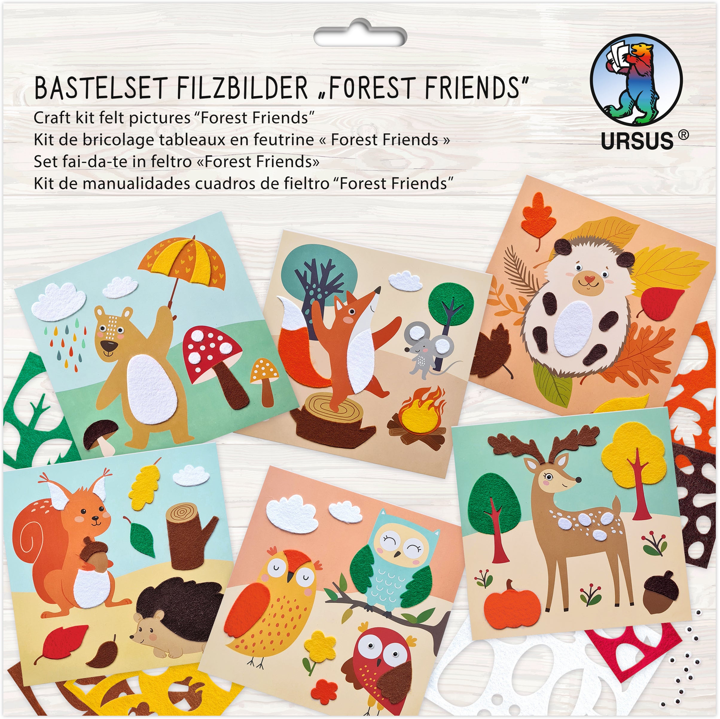 Ursus Bastelfilz-Set Forest Friends – 23 × 23 cm – 6 Filzbilder