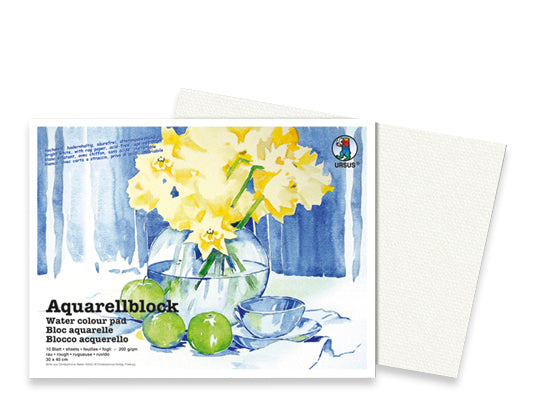 Ursus Aquarellblock – 12 × 17,2 cm – 200 g/m² – 4-seitig geleimt – 10 Blatt – weiss