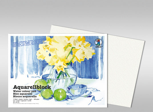 Ursus Aquarellblock – 24,1 × 32 cm – 200 g/m² – 4-seitig geleimt – 10 Blatt, weiss, säurefrei