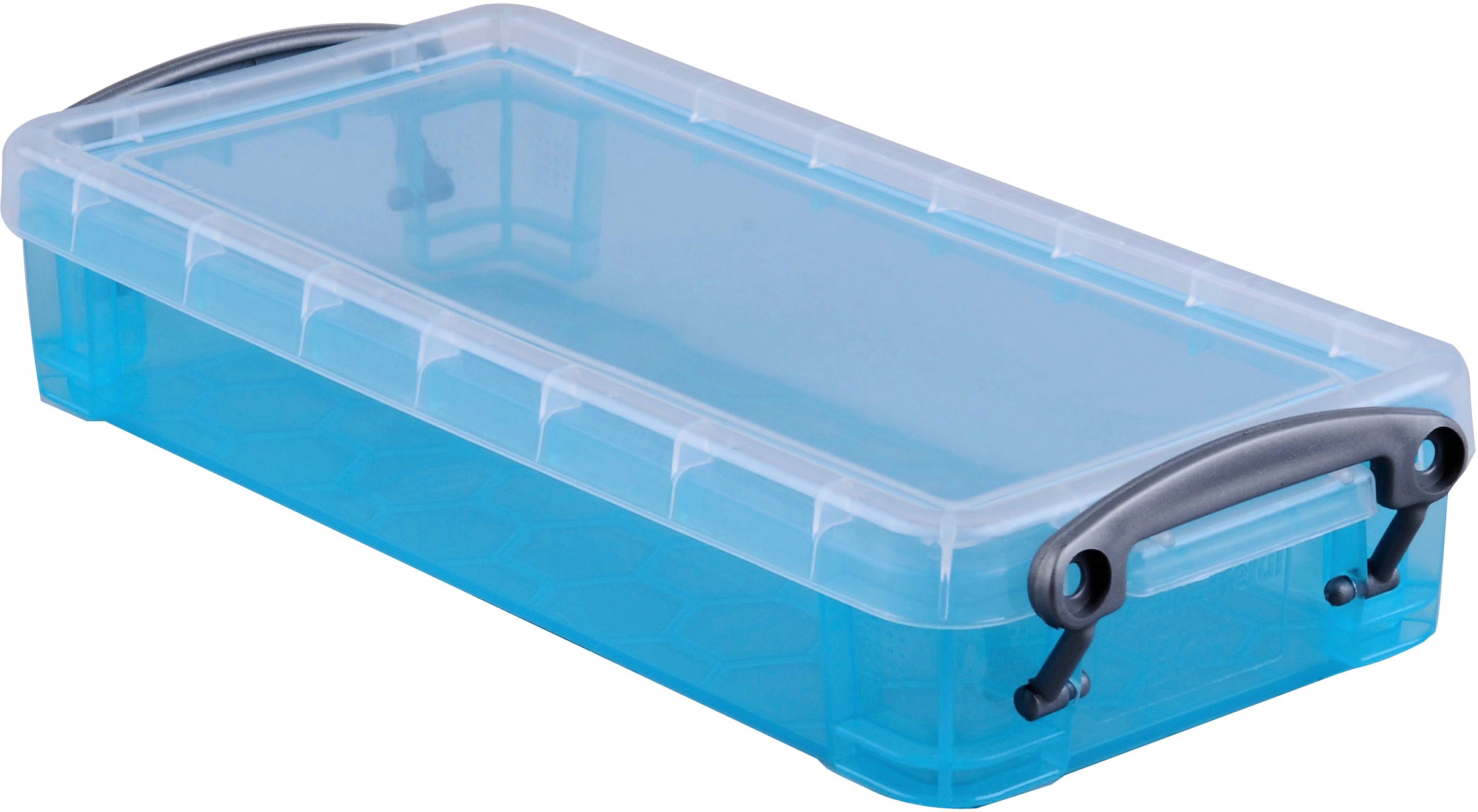 Usefulbox Aufbewahrungsbox 0,55 l – Polypropylen – transparent/blau – stapelbar, mit Verriegelung