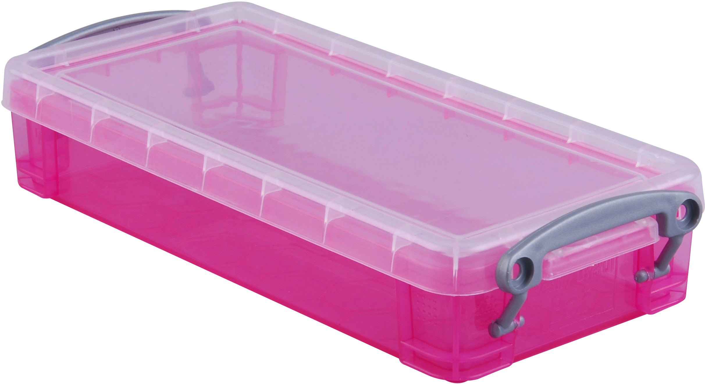 Usefulbox Aufbewahrungsbox 0,55 l – Polypropylen – Transparent/Pink – Stapelbar – 102 × 46 × 222 mm