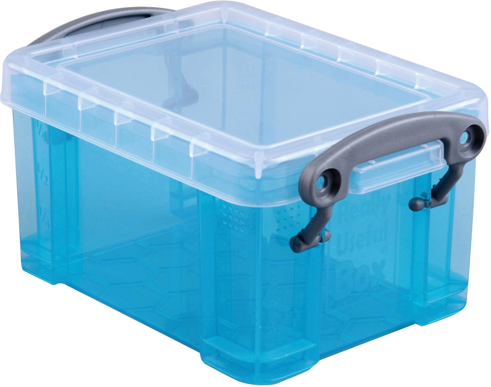 Usefulbox Aufbewahrungsbox 0,7 l – Polypropylen – transparent/blau – mit Verriegelung, stapelbar – 149 × 80 ×