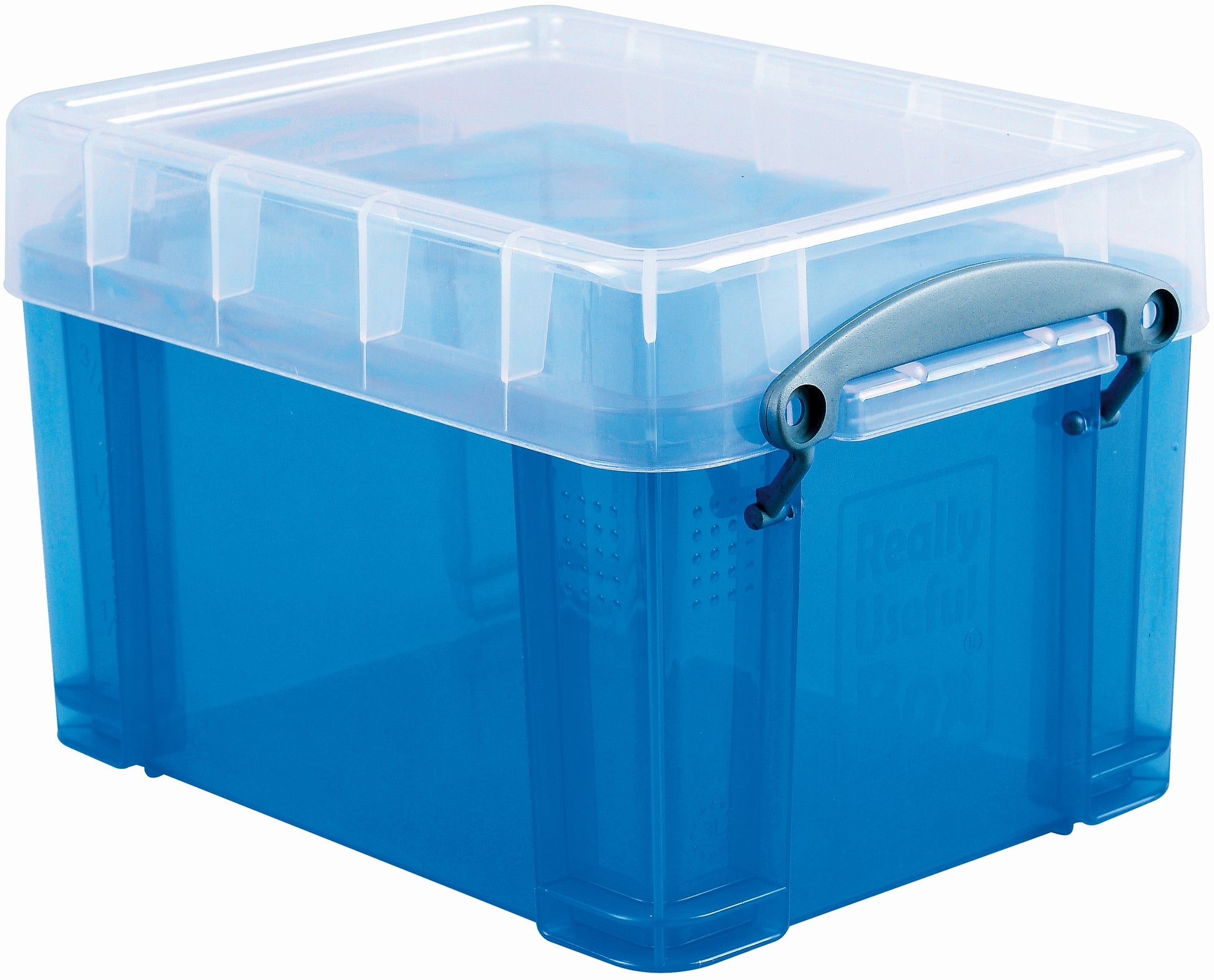 Usefulbox Really Useful Aufbewahrungsbox 3 l (mit Deckel) – Kunststoff – transparent/blau – 195 × 165 × 255 mm