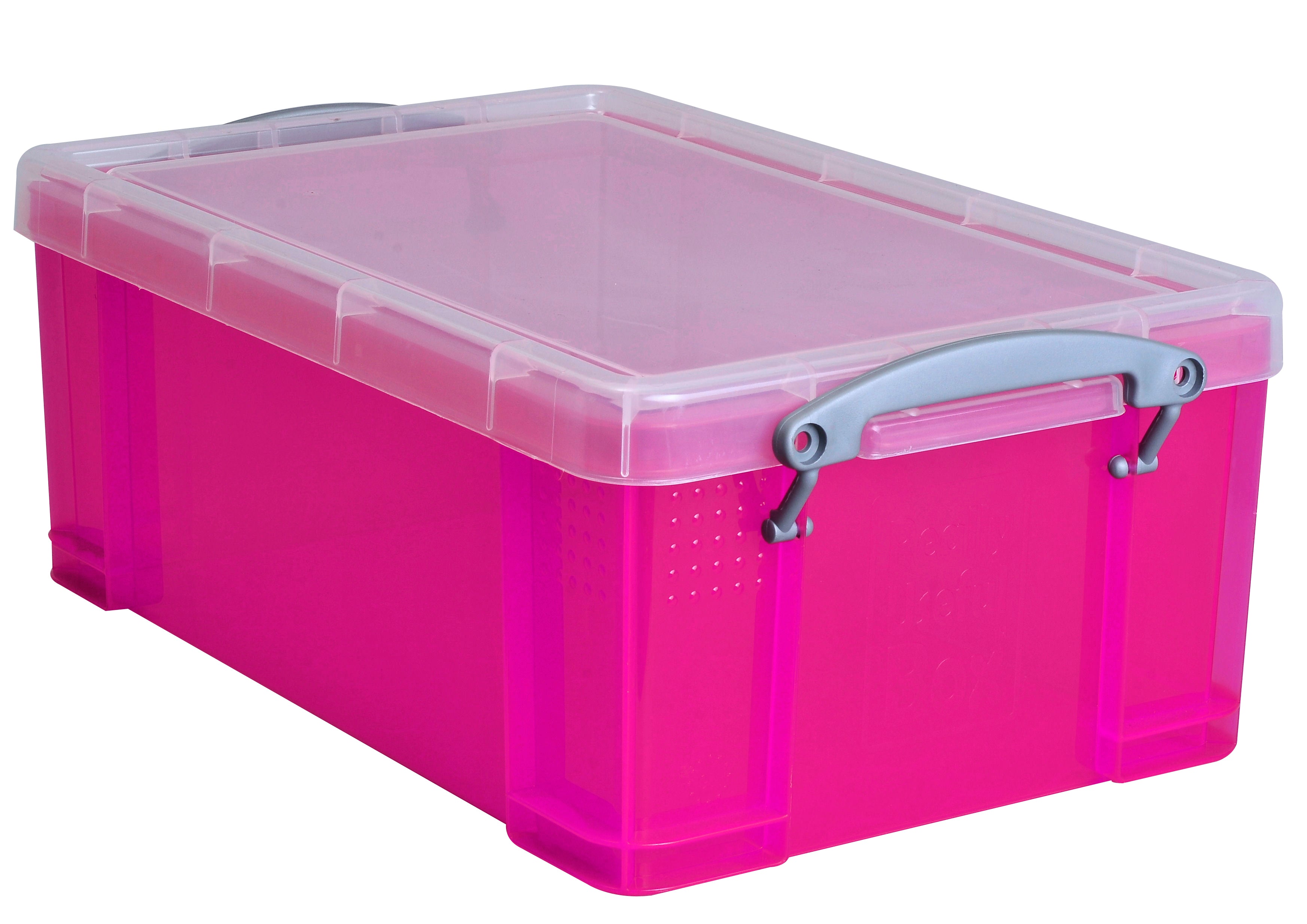 Usefulbox Aufbewahrungsbox 9 L (mit Deckel) – Kunststoff (PP) – Transparent/Pink – für A4 – 255 × 160 × 395 mm