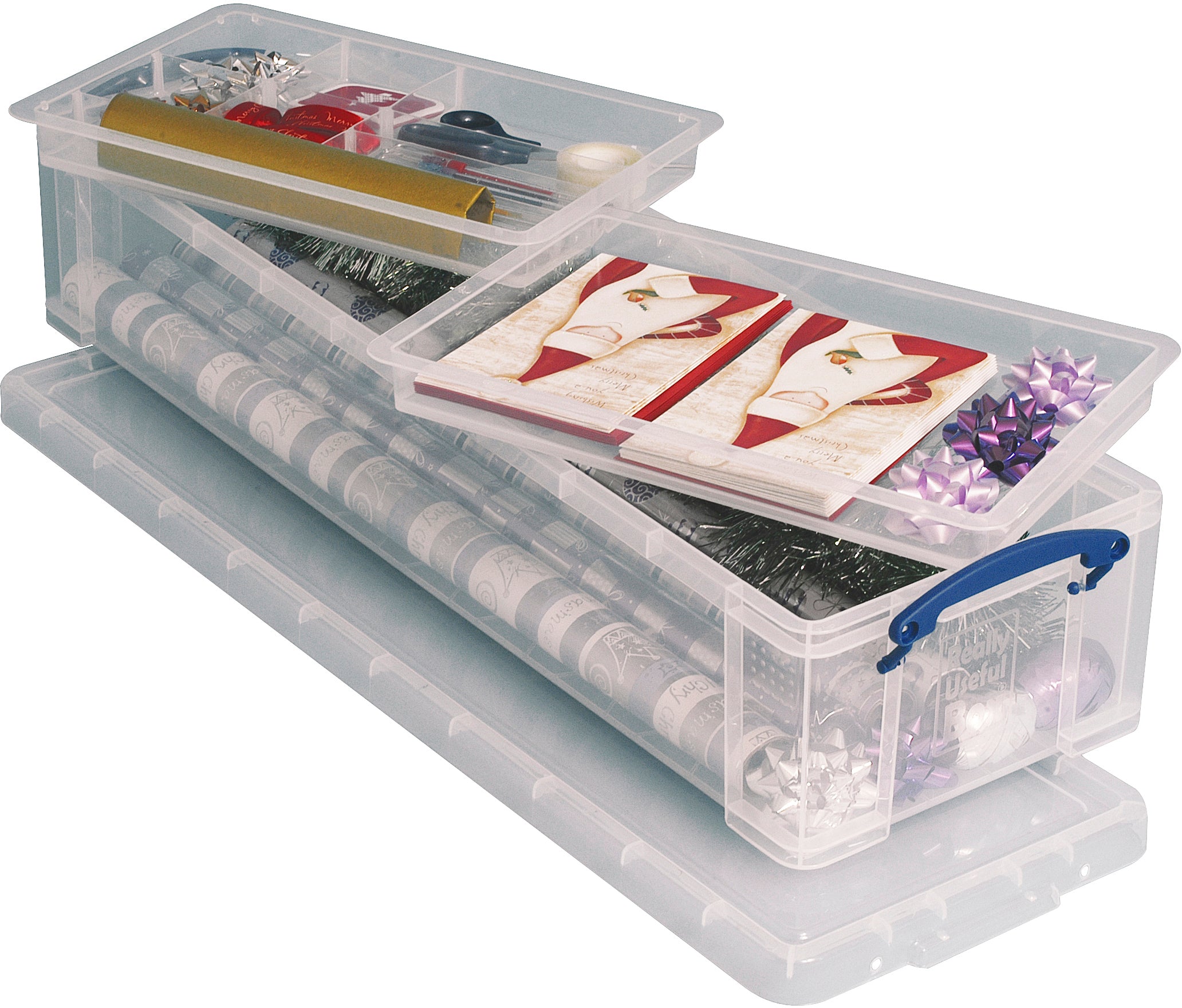 Usefulbox Aufbewahrungsbox 22 l – Kunststoff – Transparent (stapelbar, verriegelbar) – 254 × 16 × 785 mm